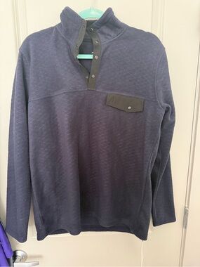 ZYIA Men's Navy Zip-Up Quilted Fleece Pullover